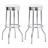 Theodore Upholstered Top Bar Stools White and Chrome (Set of 2) Half Price Furniture