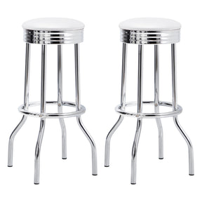 Theodore Upholstered Top Bar Stools White and Chrome (Set of 2) Half Price Furniture