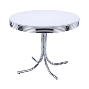 Retro Round Dining Table Glossy White and Chrome Retro Round Dining Table Glossy White and Chrome Half Price Furniture