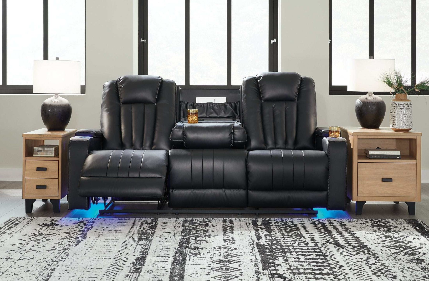 Center Point Reclining Sofa with Drop Down Table - Sofa - Half Price Furniture