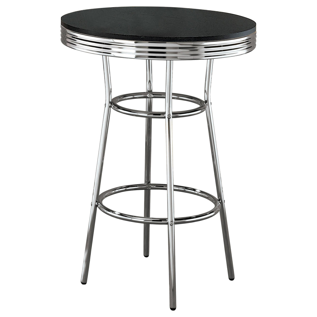 Theodore Round Bar Table Black and Chrome  Half Price Furniture