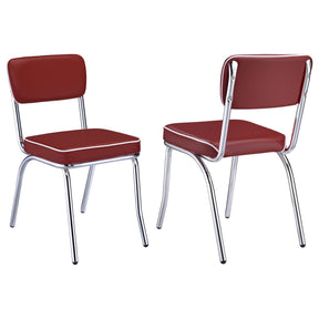 Retro Open Back Side Chairs Red and Chrome (Set of 2)  Half Price Furniture