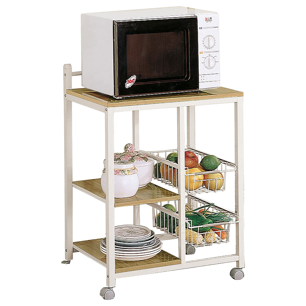 Kelvin 2-shelf Kitchen Cart Natural Brown and White  Half Price Furniture