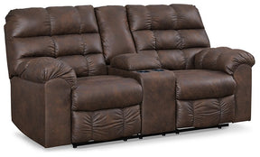 Derwin Reclining Loveseat with Console - Loveseat - Half Price Furniture