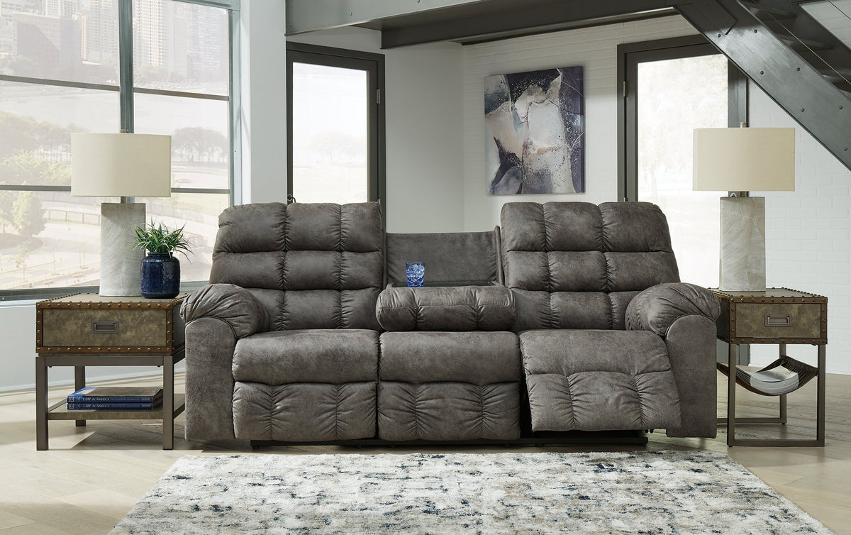 Derwin Reclining Sofa with Drop Down Table - Half Price Furniture