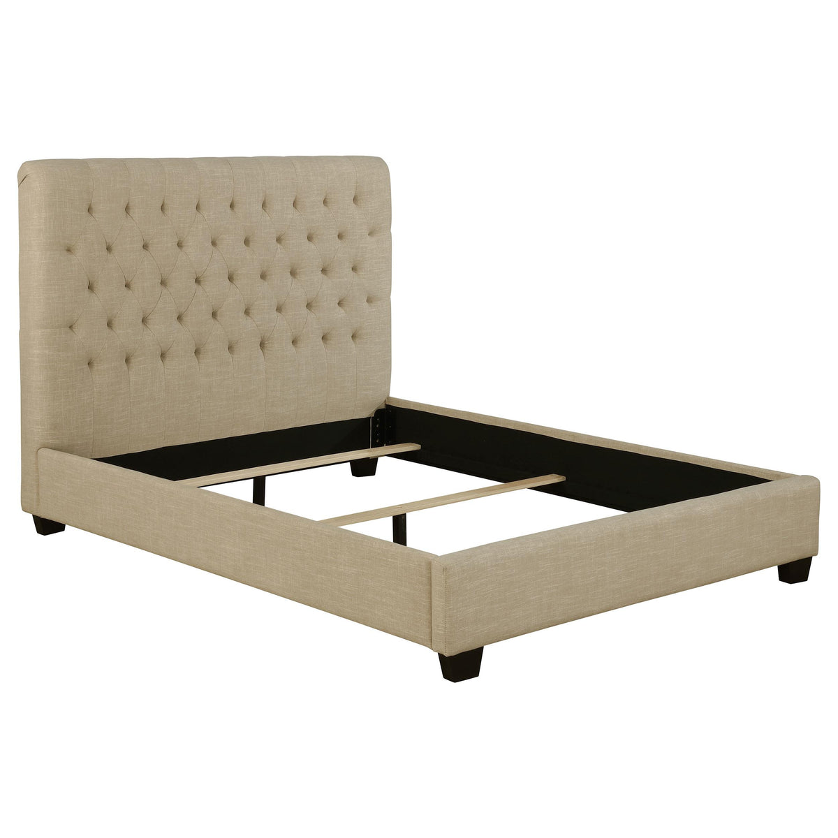 Chloe Tufted Upholstered Queen Bed Oatmeal  Half Price Furniture