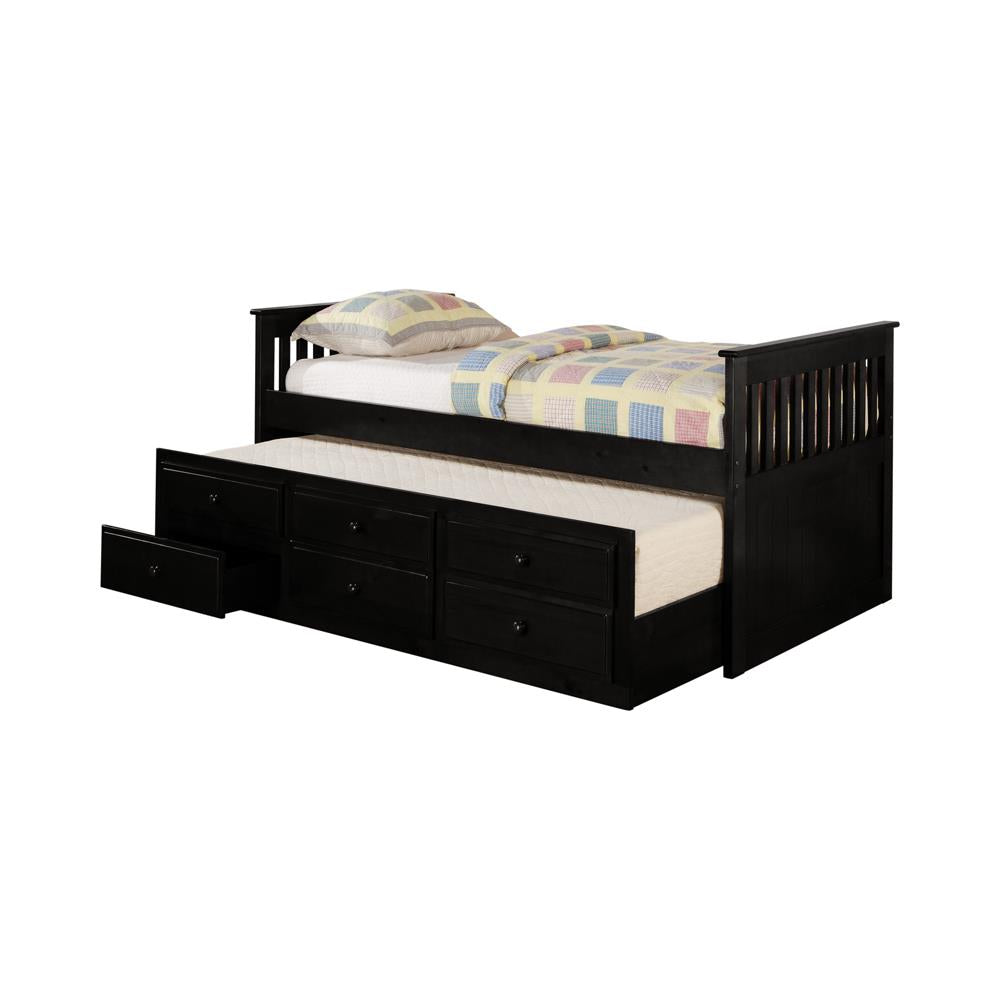 Rochford Twin Captain's Daybed with Storage Trundle Black  Half Price Furniture
