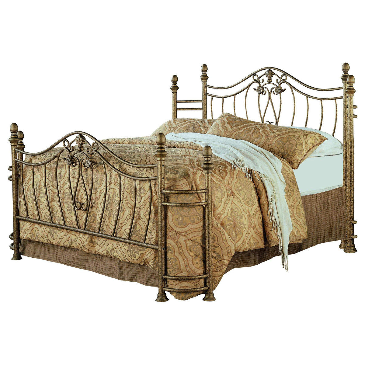 Sydney Queen Bed Antique Brushed Gold Half Price Furniture
