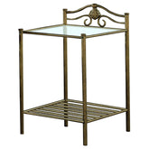 Sydney 2-shlef Nightstand Antique Brushed Gold Half Price Furniture