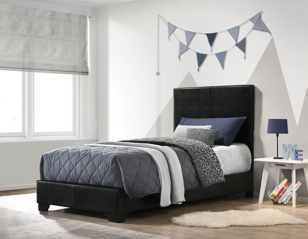Conner Twin Upholstered Panel Bed Black  Half Price Furniture