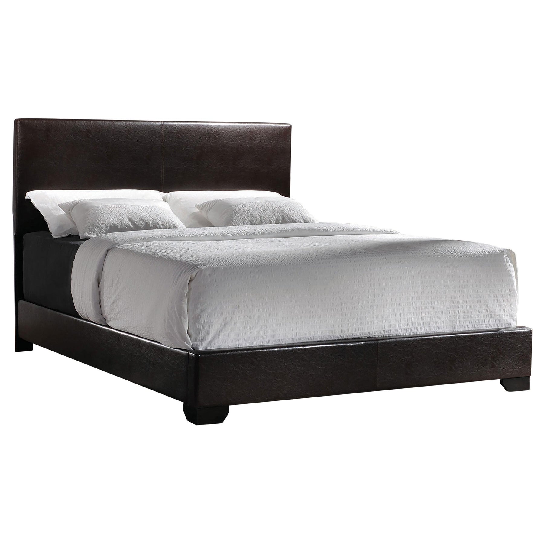 Conner Queen Upholstered Panel Bed Black and Dark Brown  Half Price Furniture