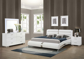 Jeremaine Bedroom Set with LED Mirror Glossy White - Half Price Furniture