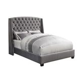 Pissarro Eastern King Tufted Upholstered Bed Grey Half Price Furniture