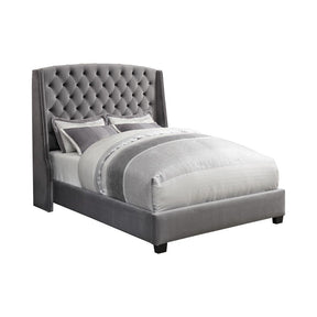 Pissarro Eastern King Tufted Upholstered Bed Grey Half Price Furniture