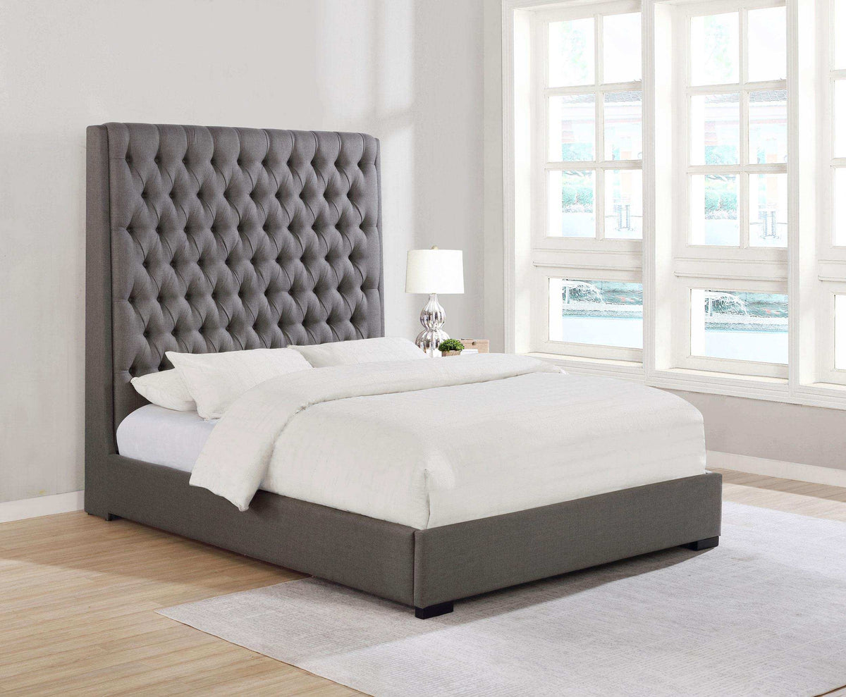 Camille Tall Tufted Eastern King Bed Grey Half Price Furniture
