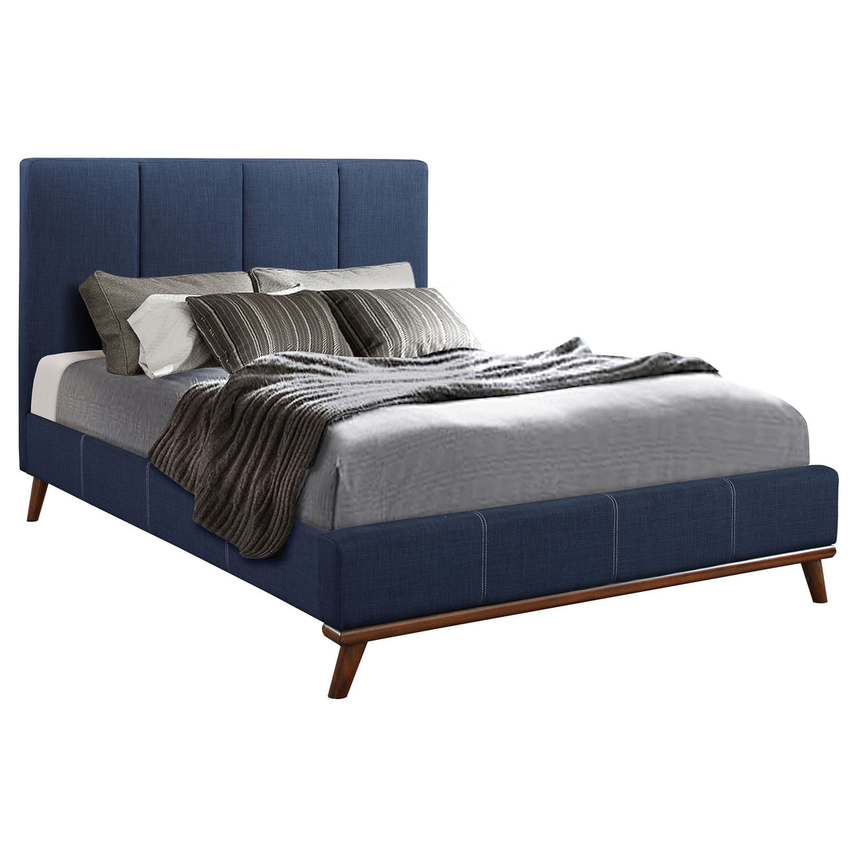 Charity Full Upholstered Bed Blue  Half Price Furniture
