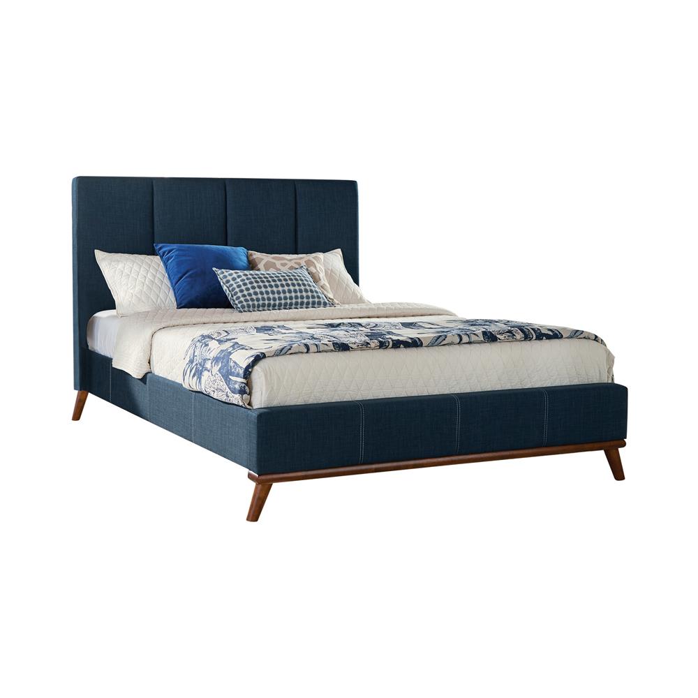 Charity Queen Upholstered Bed Blue Half Price Furniture
