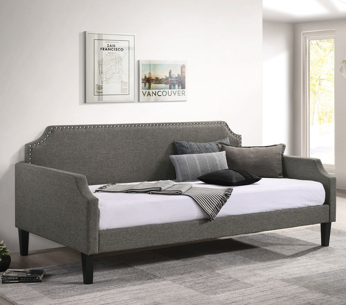 Olivia Upholstered Twin Daybed with Nailhead Trim - Half Price Furniture