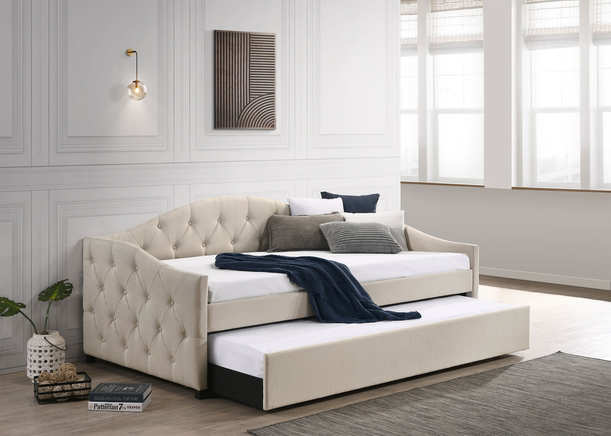 Sadie Upholstered Twin Daybed with Trundle  Half Price Furniture