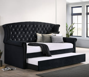 Scarlett Upholstered Tufted Twin Daybed with Trundle Half Price Furniture