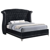 Barzini Eastern King Tufted Upholstered Bed Black Half Price Furniture