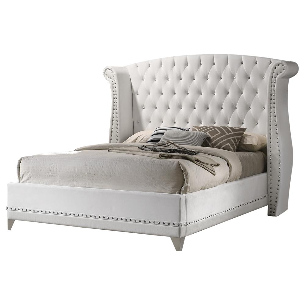 Barzini Eastern King Wingback Tufted Bed White  Half Price Furniture