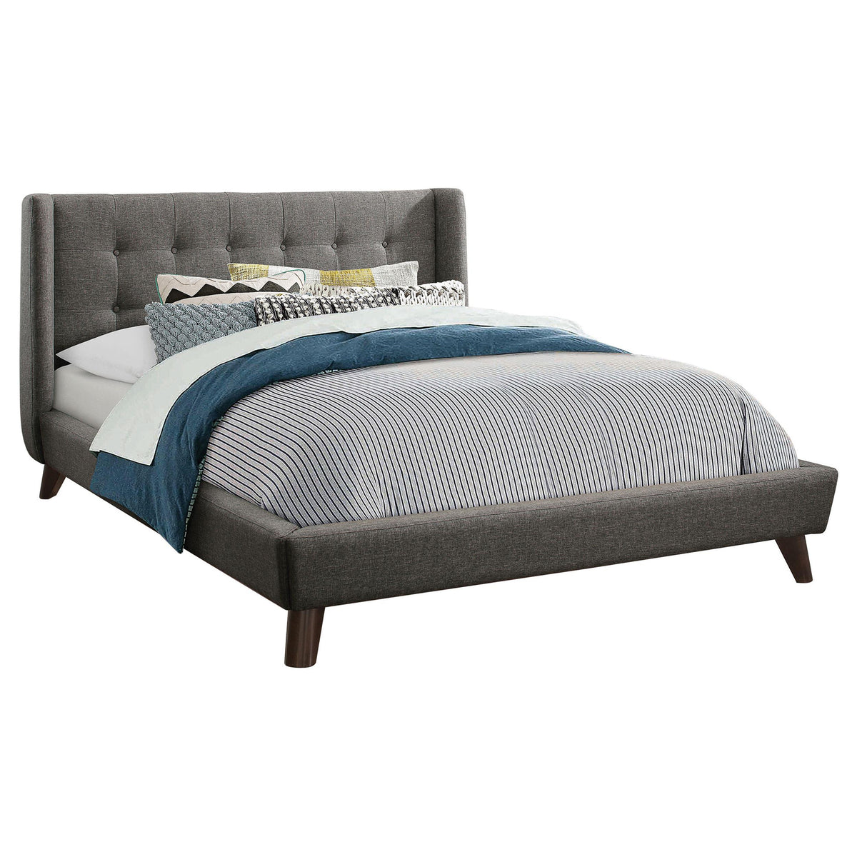 Carrington Button Tufted Full Bed Grey Half Price Furniture