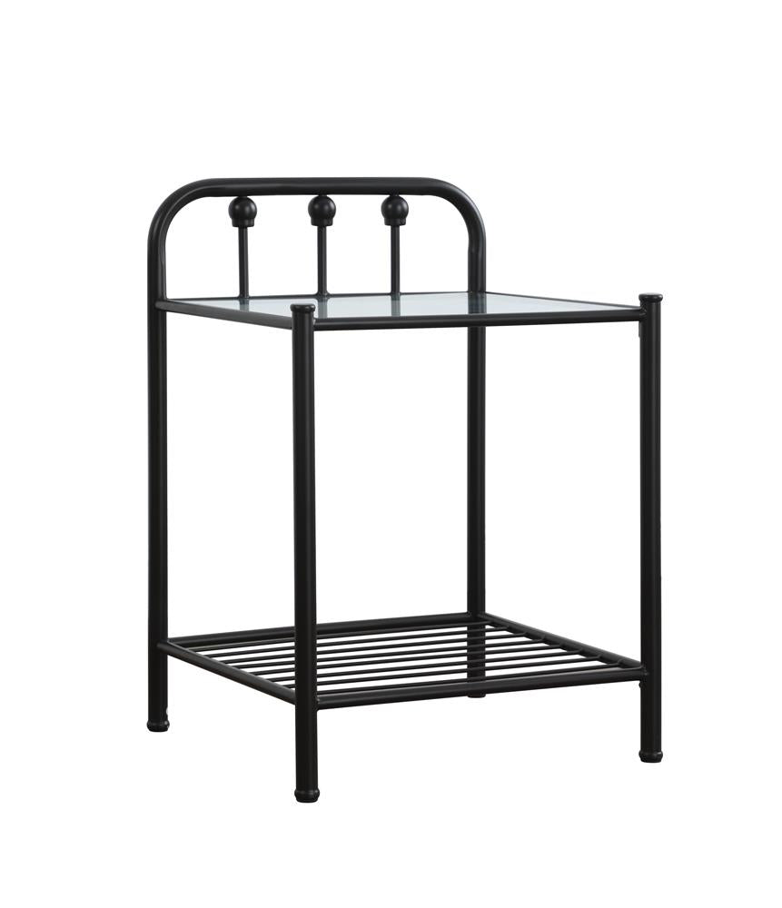 Livingston 1-shelf Nightstand with Glass Top Dark Bronze Livingston 1-shelf Nightstand with Glass Top Dark Bronze Half Price Furniture