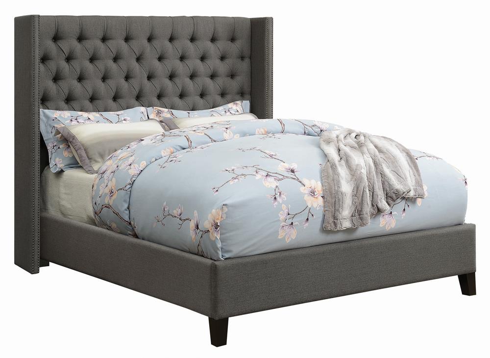 Bancroft Demi-wing Upholstered Queen Bed Grey  Half Price Furniture