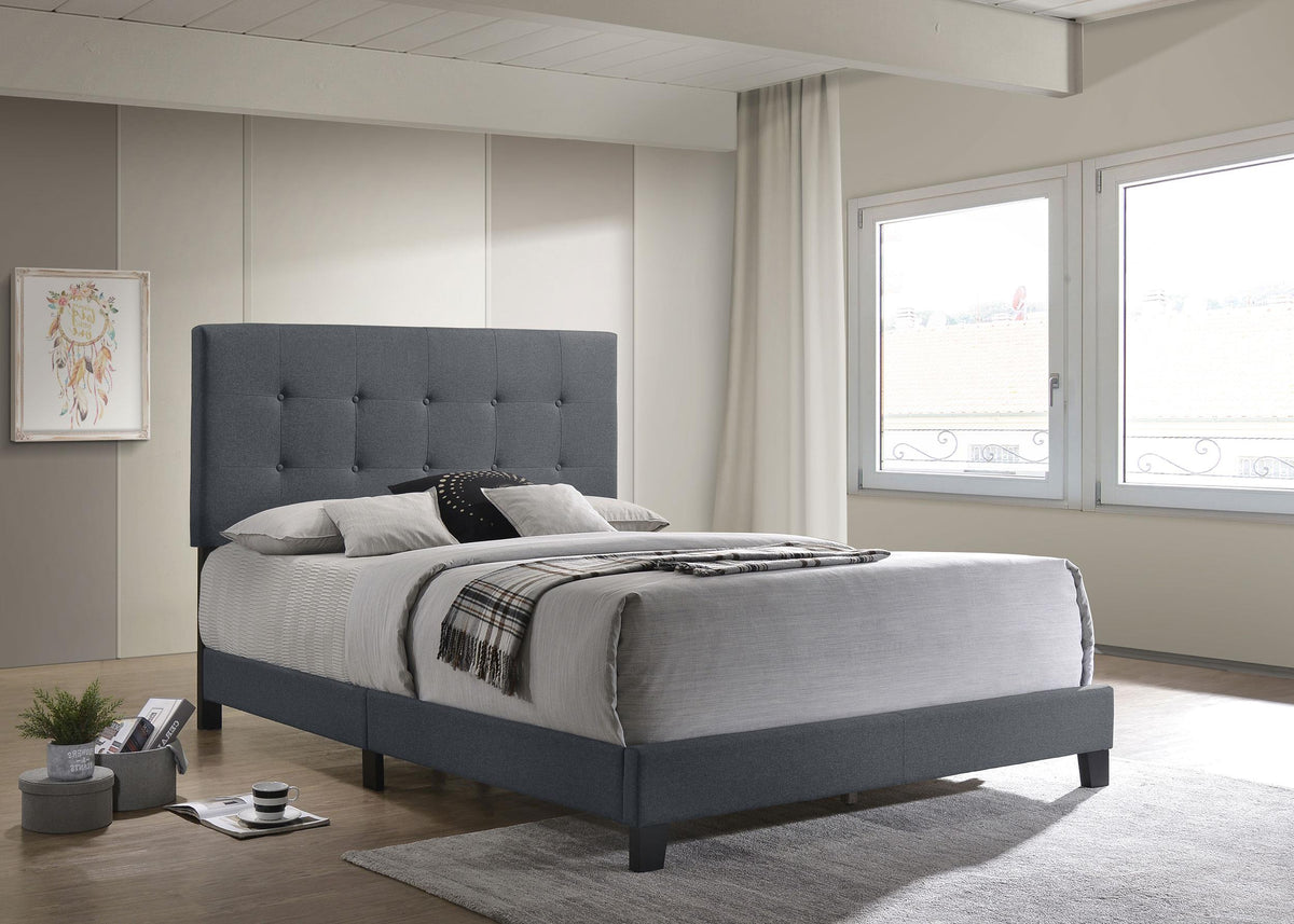 Mapes Tufted Upholstered Eastern King Bed Grey  Half Price Furniture