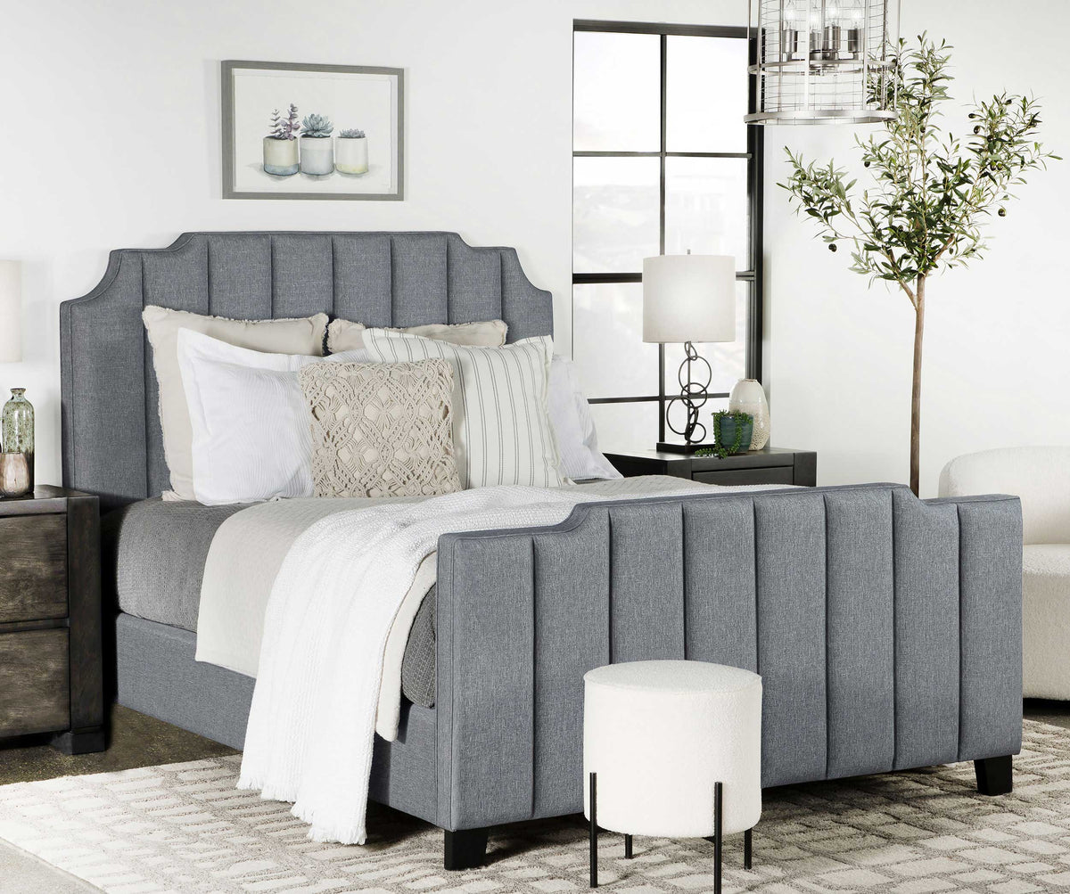 Fiona Upholstered Panel Bed Light Grey  Half Price Furniture