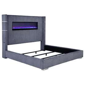 Tisdall Upholstered Eastern King Flame Visualizer Bed Grey