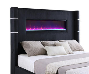 Tisdall Upholstered Queen Flame Visualizer Bed Black