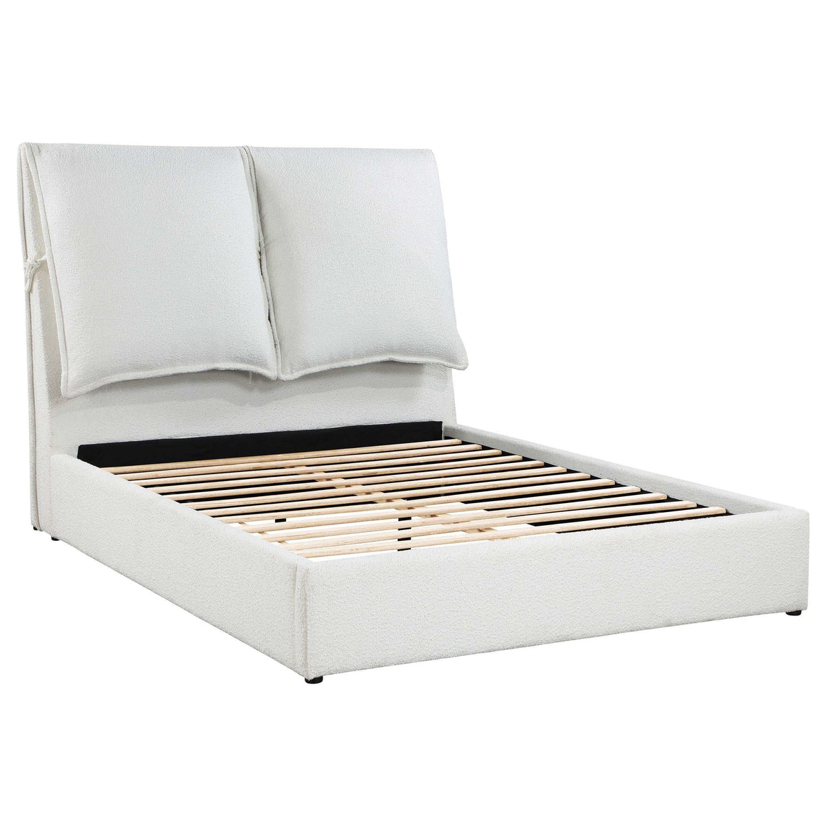 Gwendoline Upholstered Platform Bed with Pillow Headboard White Half Price Furniture