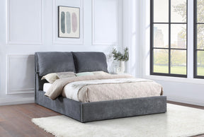 Laurel Upholstered Platform Bed with Pillow Headboard Charcoal Grey - Bed - Half Price Furniture