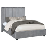 Arles Queen Vertical Channeled Tufted Bed Grey Half Price Furniture