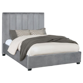 Arles Queen Vertical Channeled Tufted Bed Grey Half Price Furniture