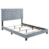 Warner Eastern King Upholstered Bed Slate Blue Warner Eastern King Upholstered Bed Slate Blue Half Price Furniture