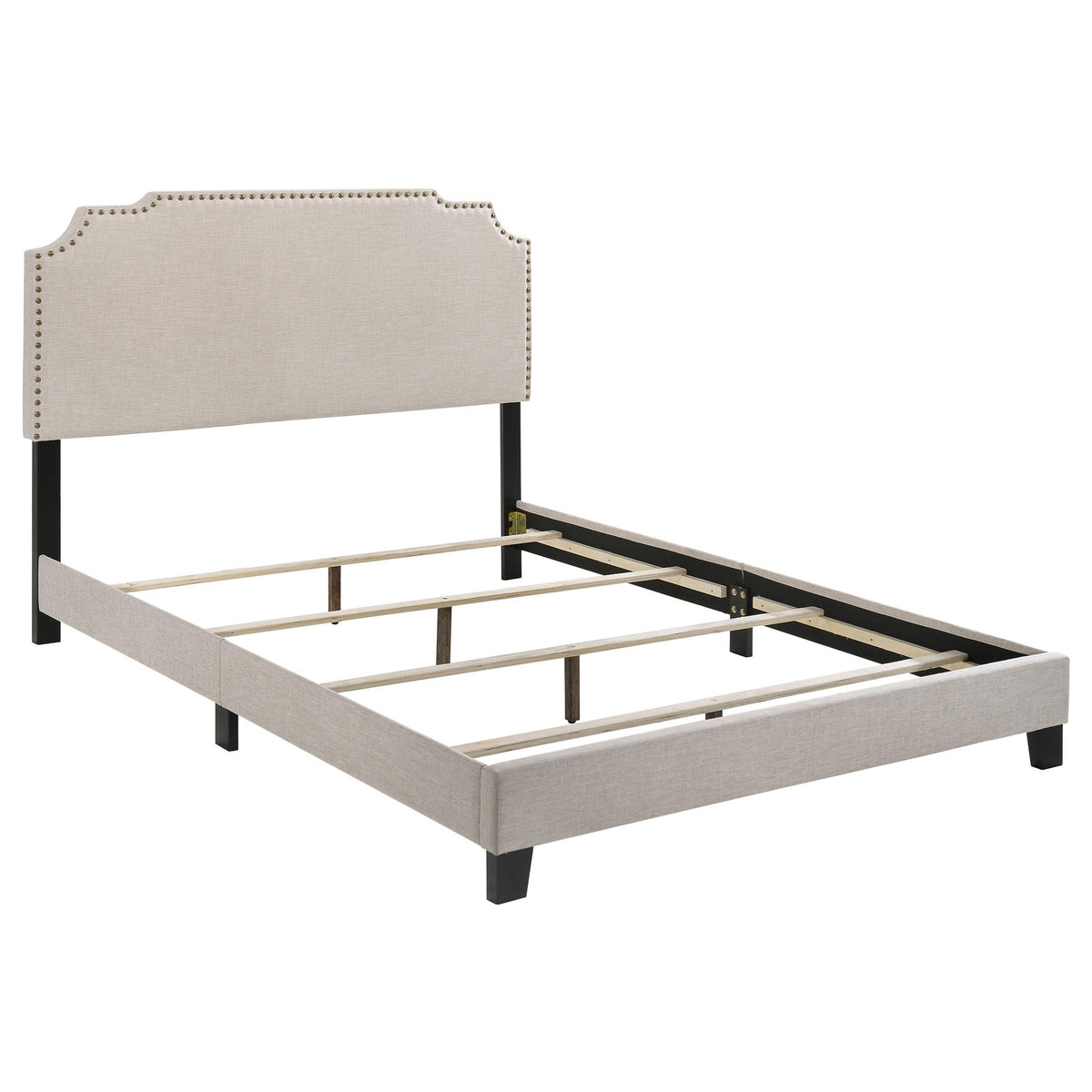 Tamarac Upholstered Nailhead Eastern King Bed Beige Half Price Furniture