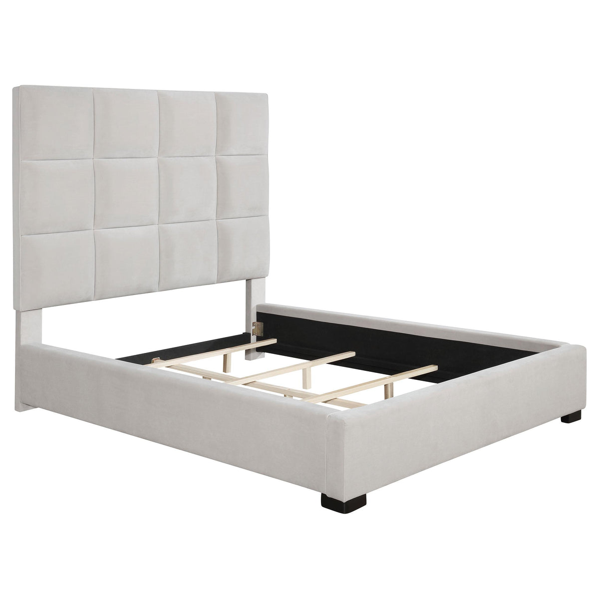 Panes Eastern King Tufted Upholstered Panel Bed Beige  Half Price Furniture