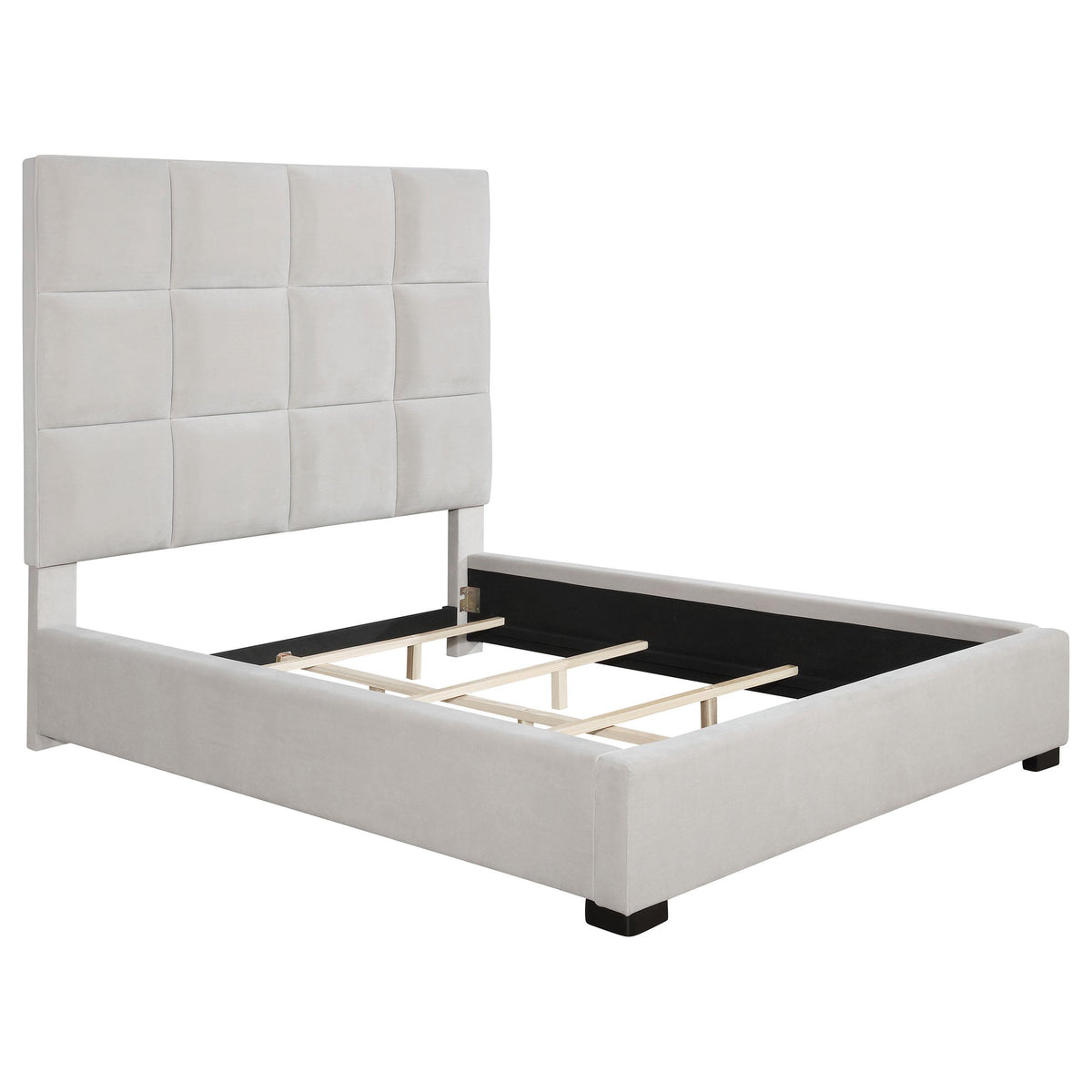Panes Eastern King Tufted Upholstered Panel Bed Beige Half Price Furniture