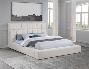 Dreux Upholstered Eastern King Panel Platform Bed Cream