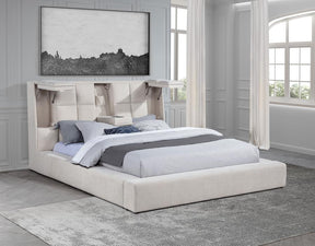 Dreux Upholstered Eastern King Panel Platform Bed Cream