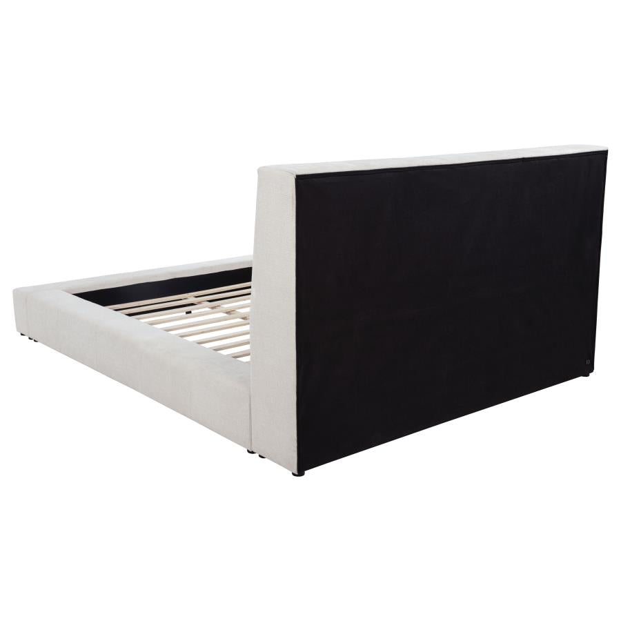 Dreux Upholstered Eastern King Panel Platform Bed Cream
