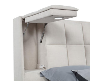 Dreux Upholstered Eastern King Panel Platform Bed Cream