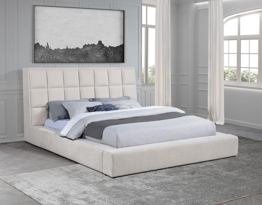 Dreux Upholstered California King Panel Platform Bed Cream