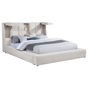 Dreux Upholstered Queen Panel Platform Bed Cream
