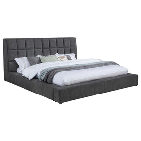 Dreux Upholstered Eastern King Panel Platform Bed Grey