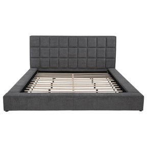 Dreux Upholstered Eastern King Panel Platform Bed Grey