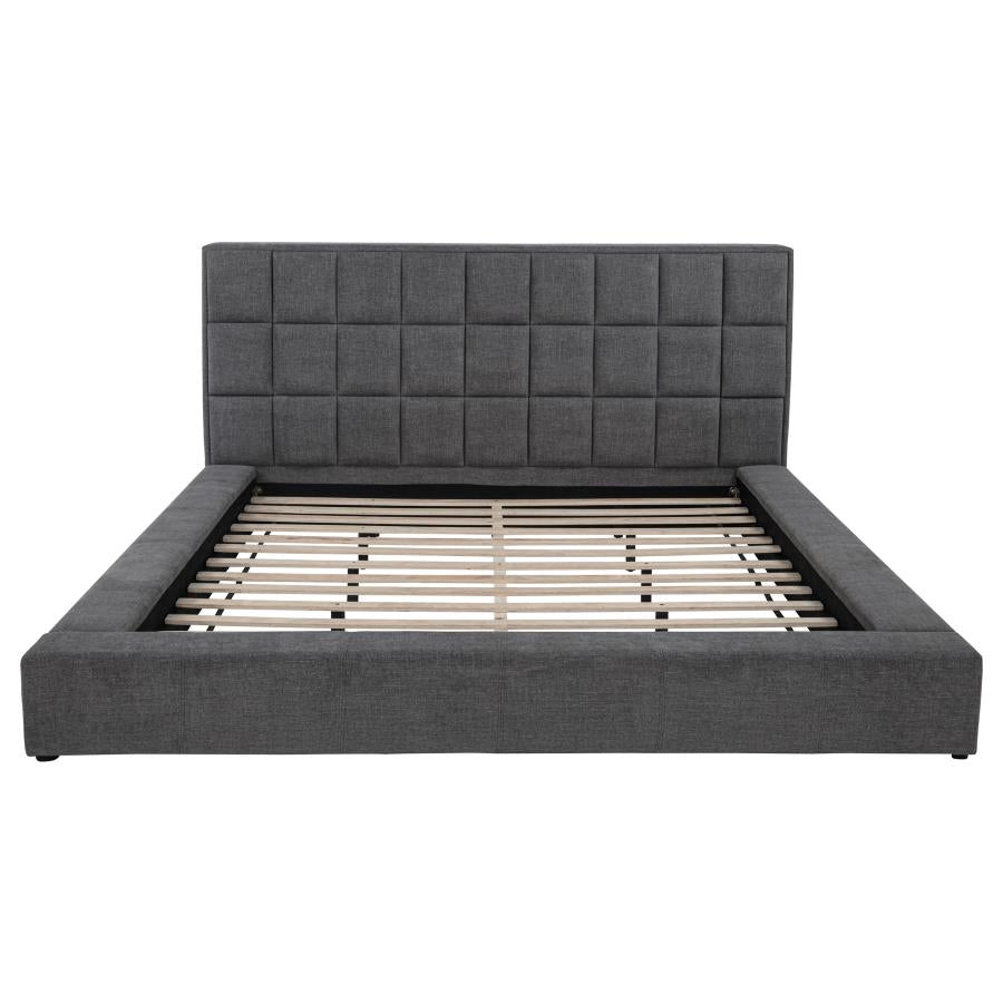 Dreux Upholstered Eastern King Panel Platform Bed Grey